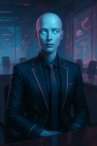 CEO portrait. The eyes see beyond the paperclip.